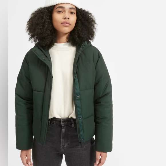 Everlane Jackets & Blazers - EVERLANE The ReNew Short Puffer Jacket Forest Green Casual Minimalist